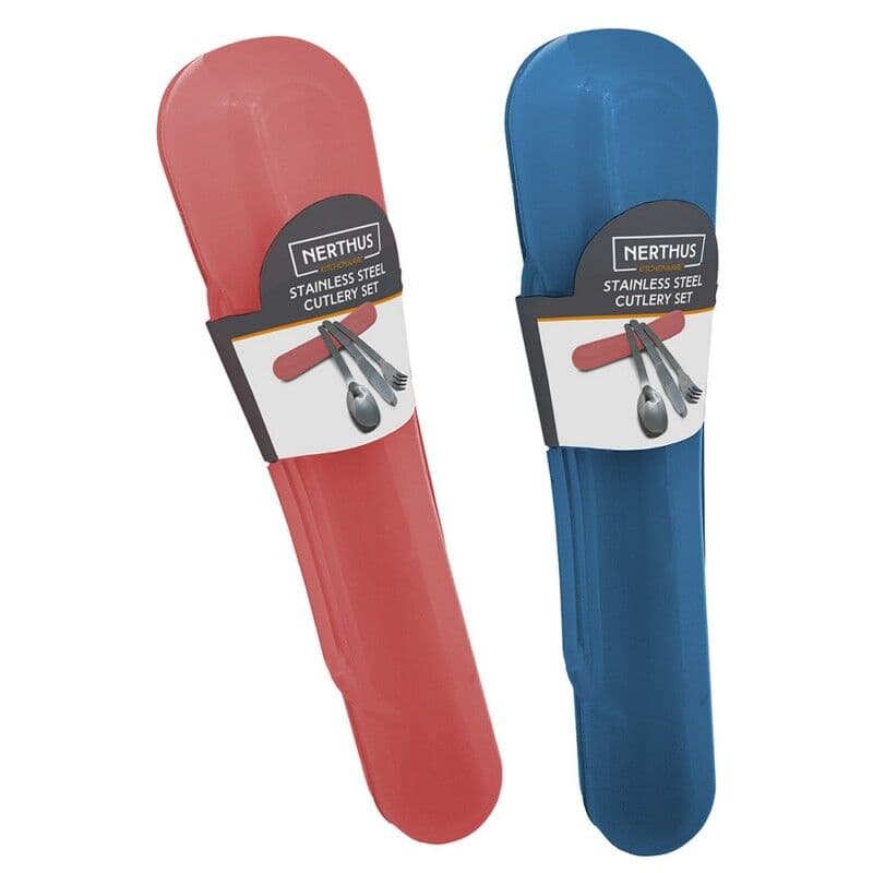 Nerthus Комплект от 3 бр. стоманени прибори за хранене в кутия