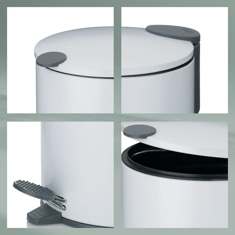 KELA Кош за отпадъци с педал “Mats“ – бял – 3 л.