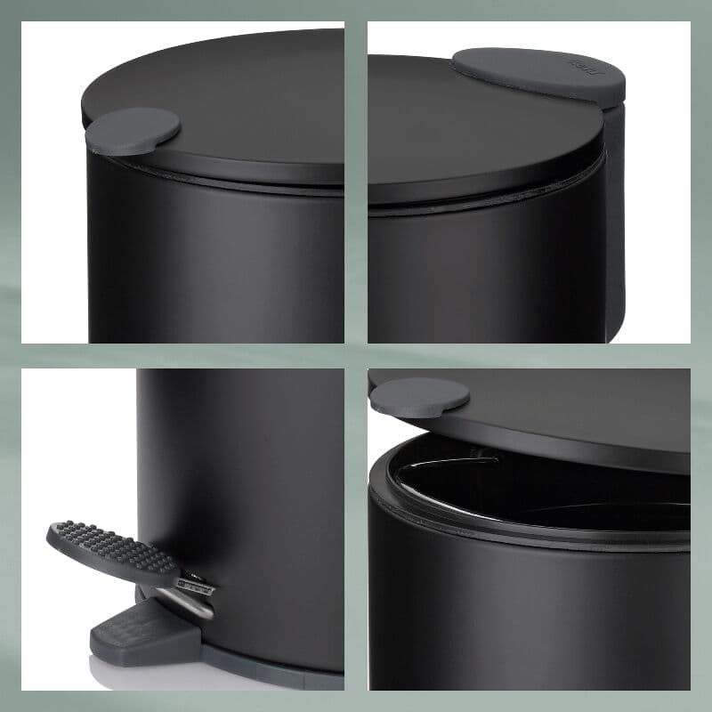KELA Кош за отпадъци с педал “Mats“ – черен – 3 л.