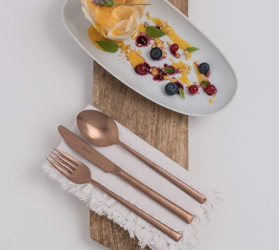 HERDMAR Прибори за хранене “ARCO“- 24 части – медно PVD покритие / мат