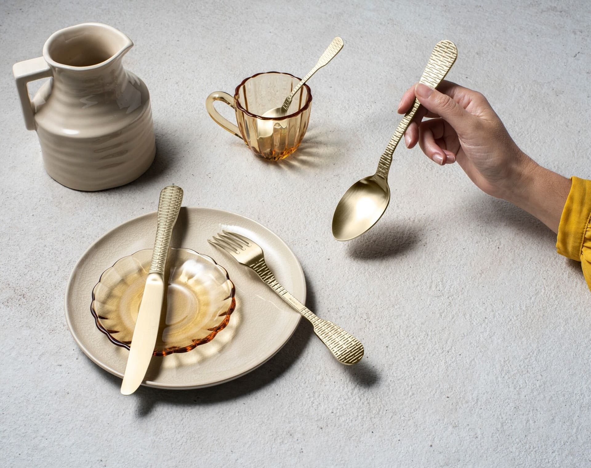 HERDMAR Прибори за хранене “OSIER“- 24 части – позлатени мат