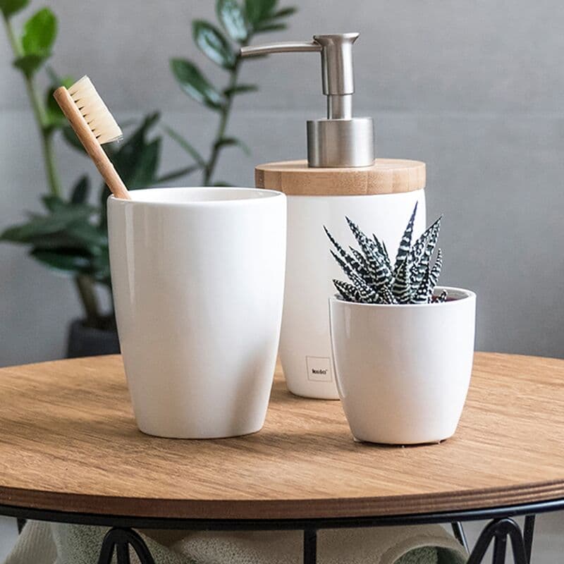 KELA Поставка/Чаша за четки за зъби “Natura“ – бялa