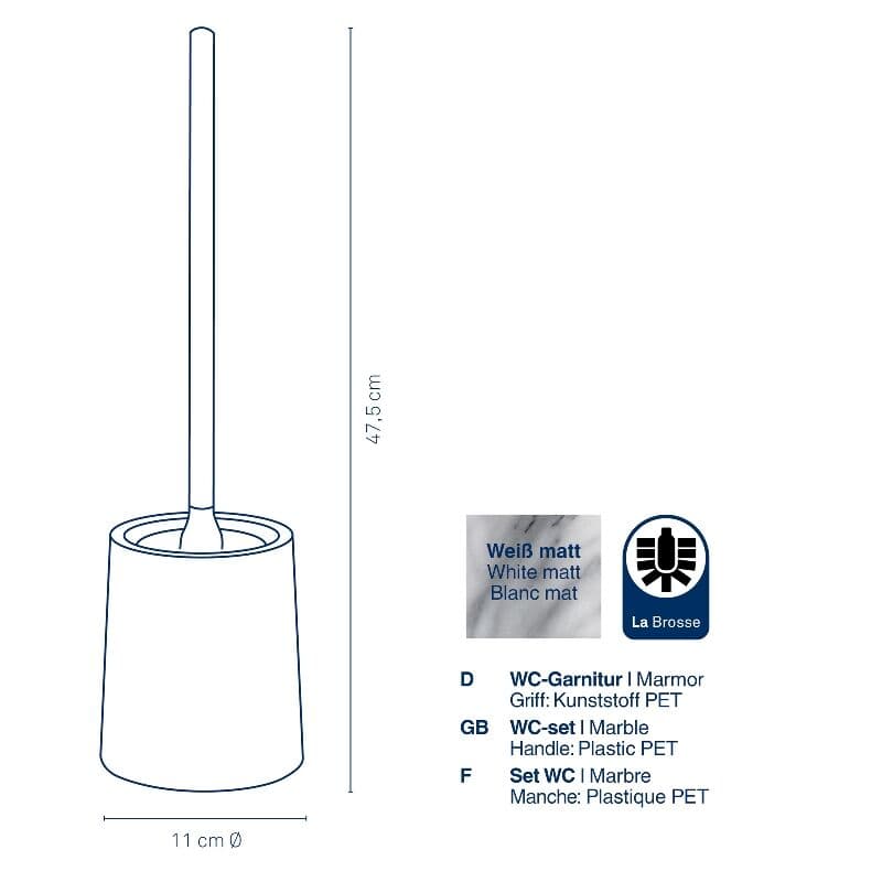 KELA Четка за тоалетна “Varda“ – бял мрамор