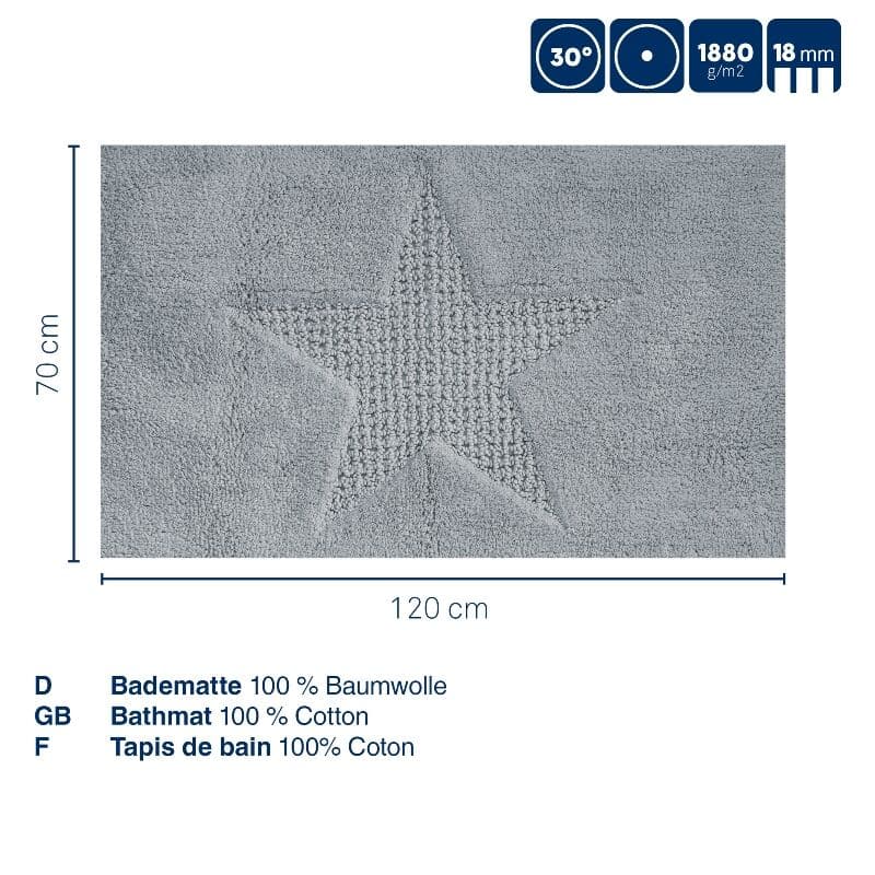 KELA Постелка за баня “Lindano“, 70×120см – цвят сив