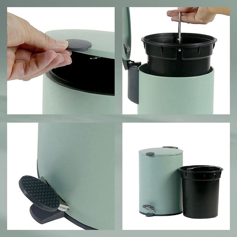 KELA Кош за отпадъци с педал “Mats“ – бледо зелен – 3 л.