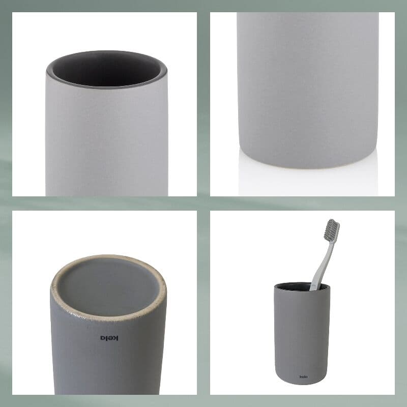 KELA Поставка/Чаша за четки за зъби “Matsi“ – светло сива
