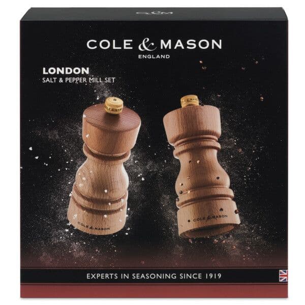 COLE & MASON Комплект мелнички за сол и пипер “LONDON“ – 13 см. – цвят натурален