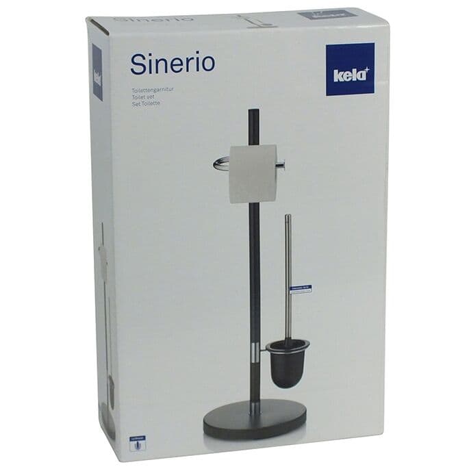 KELA К-т стойка за тоалетна хартия и четка “Sinerio“ – антрацит/хром – свободно стояща