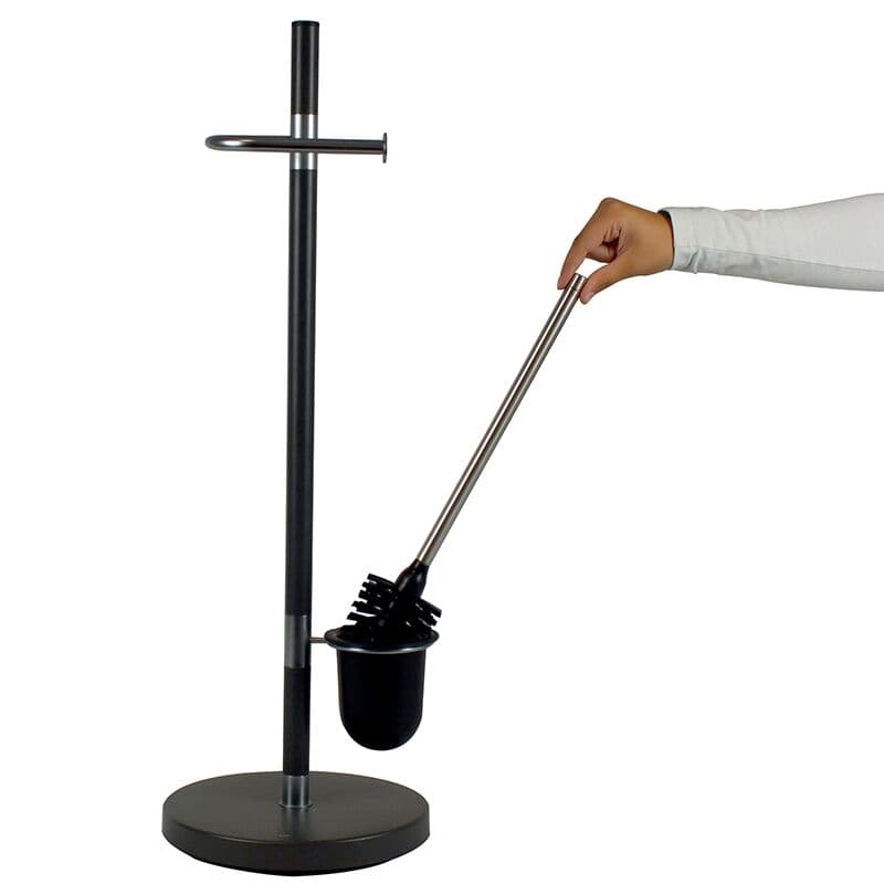 KELA К-т стойка за тоалетна хартия и четка “Sinerio“ – антрацит/хром – свободно стояща