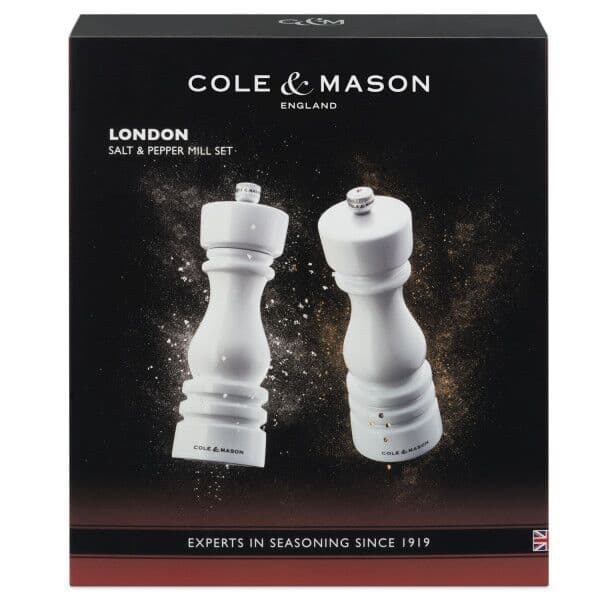 COLE & MASON Комплект мелнички за сол и пипер “LONDON“ – 18 см. – цвят бял гланц