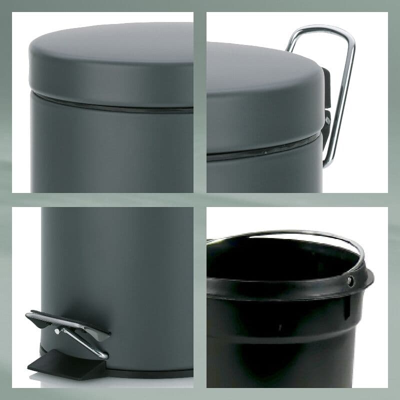 KELA Кош за отпадъци с педал “Monaco“ – тъмно сив – 3 л.