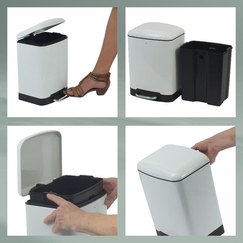 KELA Кош за отпадъци с педал “Davino“ – бял – 6 л.