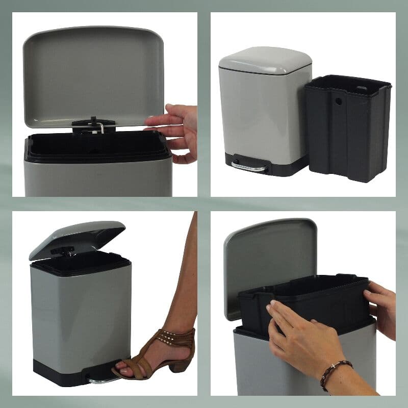 KELA Кош за отпадъци с педал “Davino“ – светло сив – 6 л.