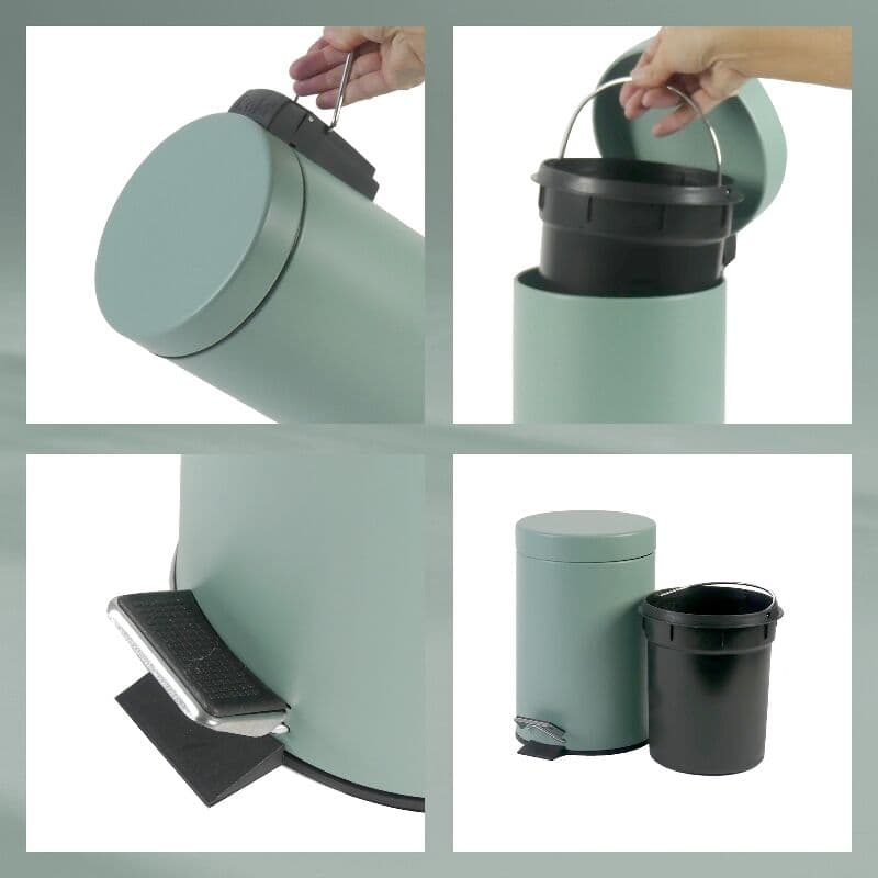 KELA Кош за отпадъци с педал “Monaco“ – нефритено зелен – 3 л.