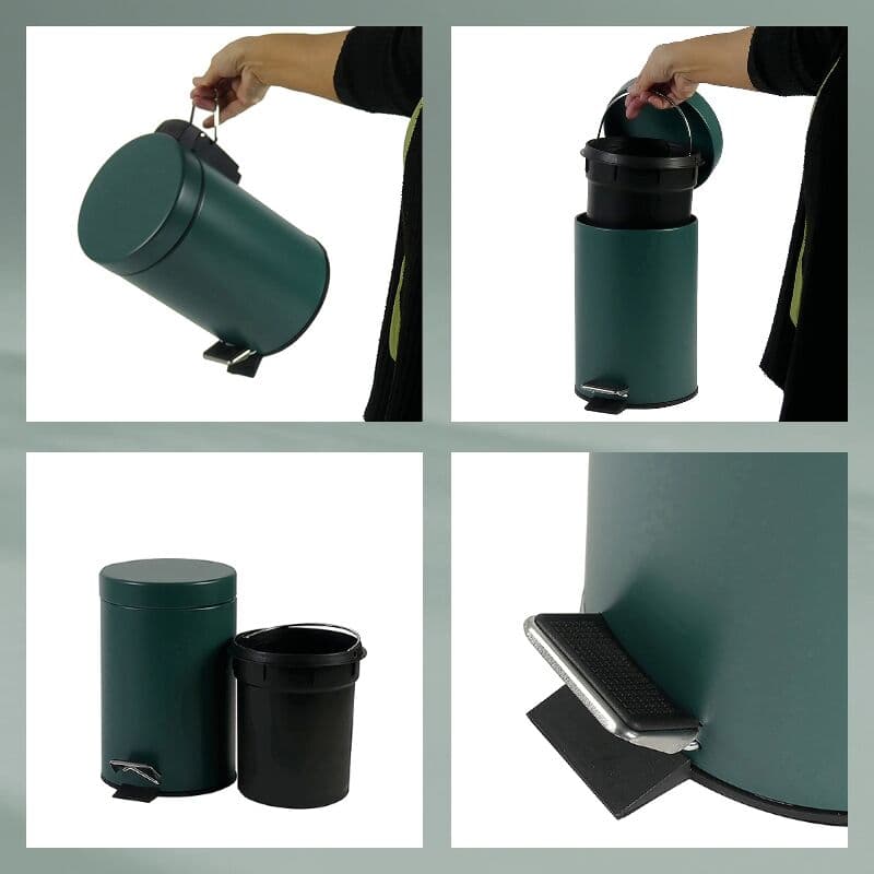 KELA Кош за отпадъци с педал “Monaco“ – тъмно зелен – 3 л.