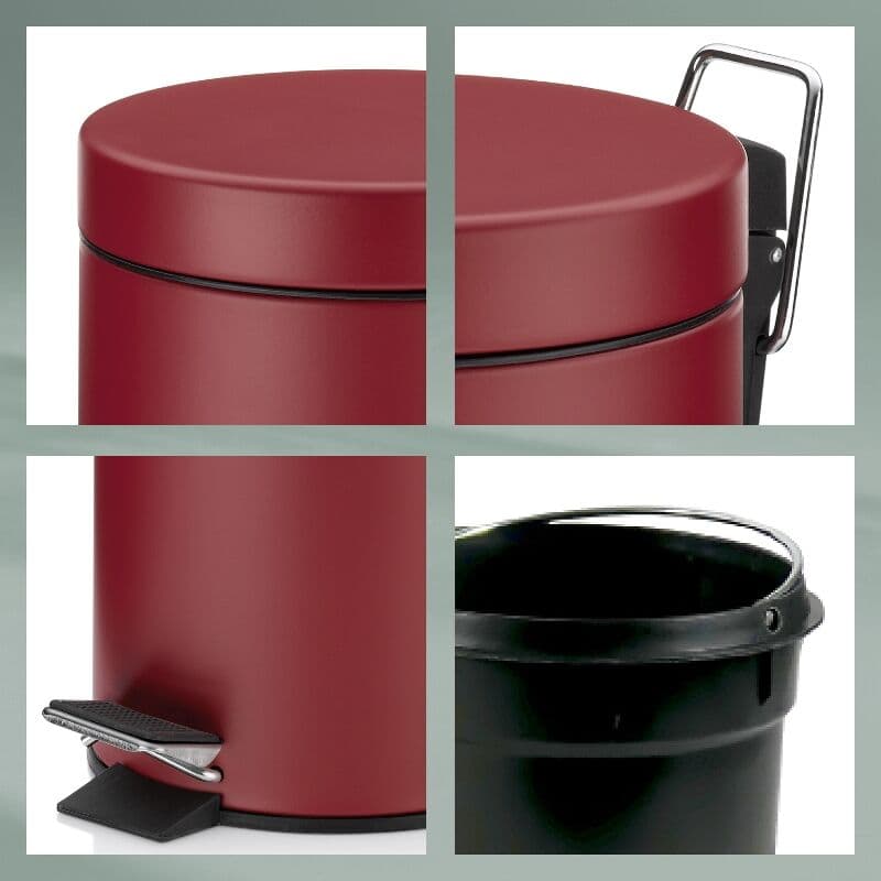 KELA Кош за отпадъци с педал “Monaco“ – малинено червен – 3 л.