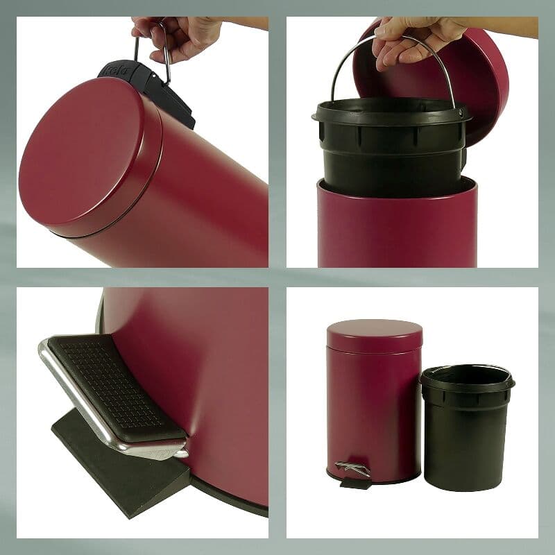 KELA Кош за отпадъци с педал “Monaco“ – малинено червен – 3 л.