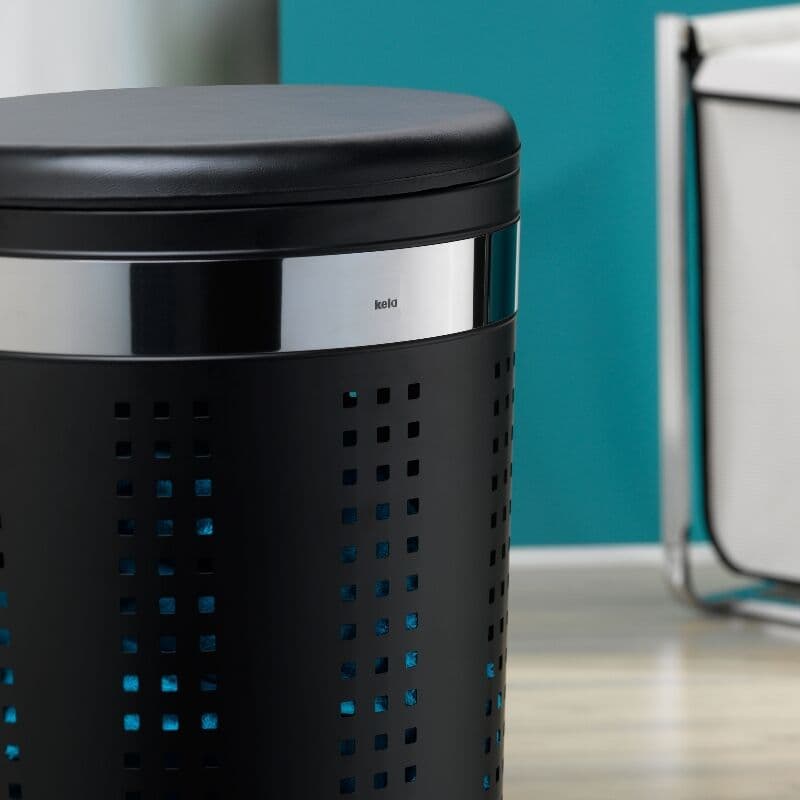 KELA Kош за пране и табуретка 2в1 “Sevilla“ – цвят черен