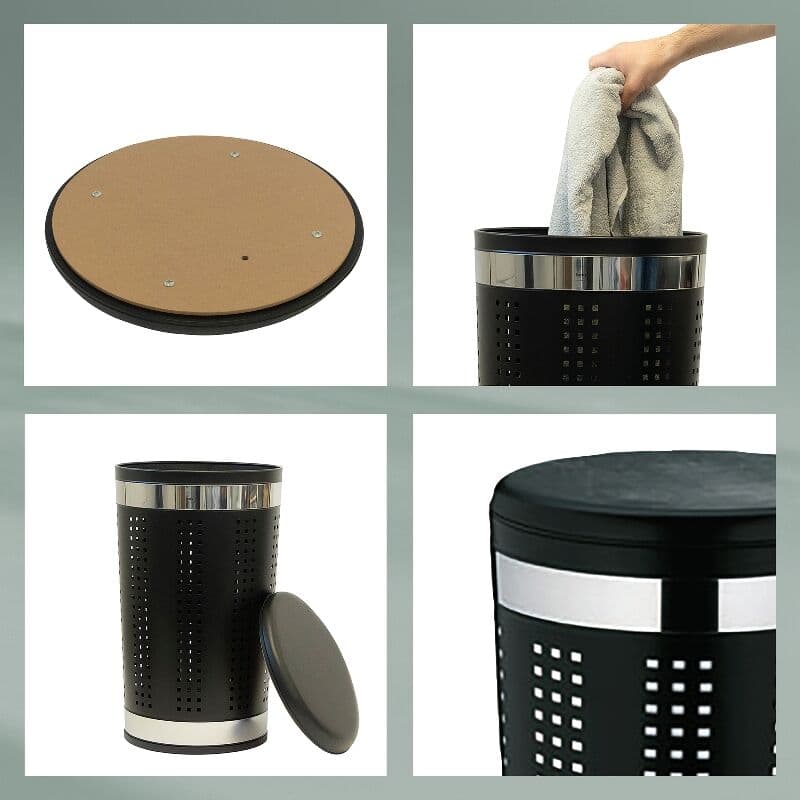 KELA Kош за пране и табуретка 2в1 “Sevilla“ – цвят черен