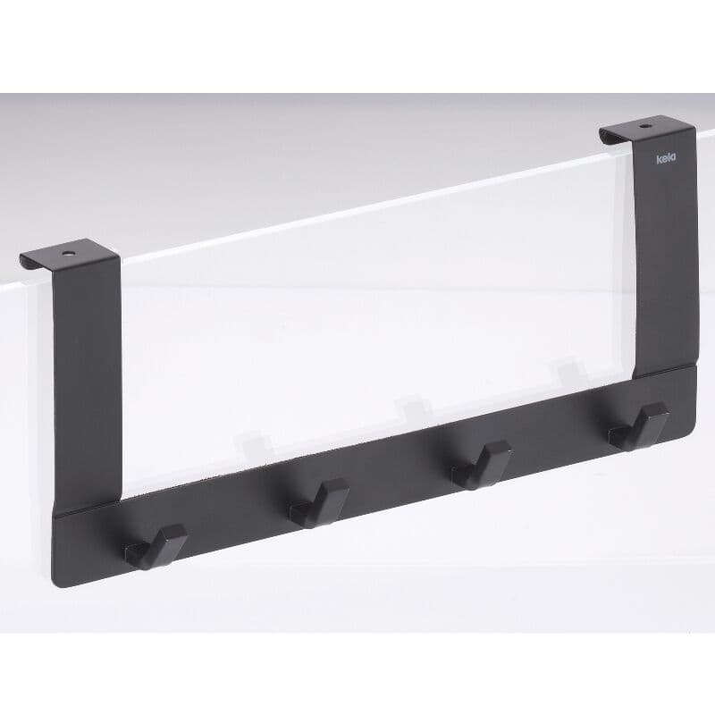 KELA Закачалка за вратички с 4 куки “Colgar“ – черна