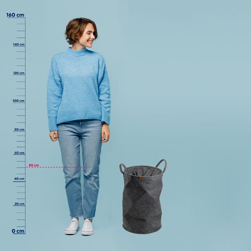 KELA Кош за пране “Fay“ кръгъл с връзки – тъмно сив