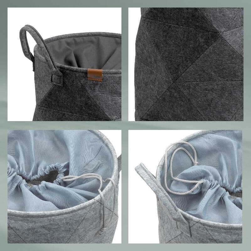 KELA Кош за пране “Fay“ кръгъл с връзки – тъмно сив