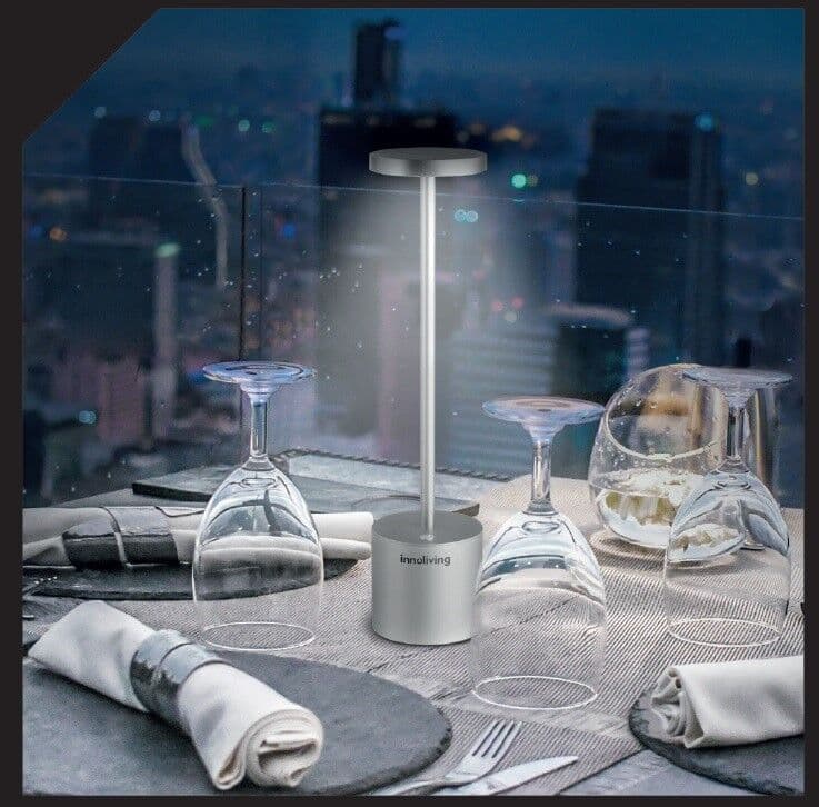 INNOLIVING Настолна LED лампа с акумулаторна батерия – цвят сребро