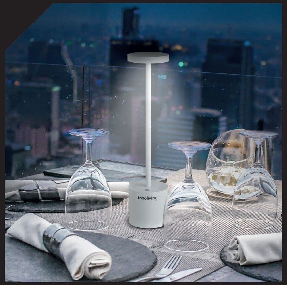 INNOLIVING Настолна LED лампа с акумулаторна батерия – бяла