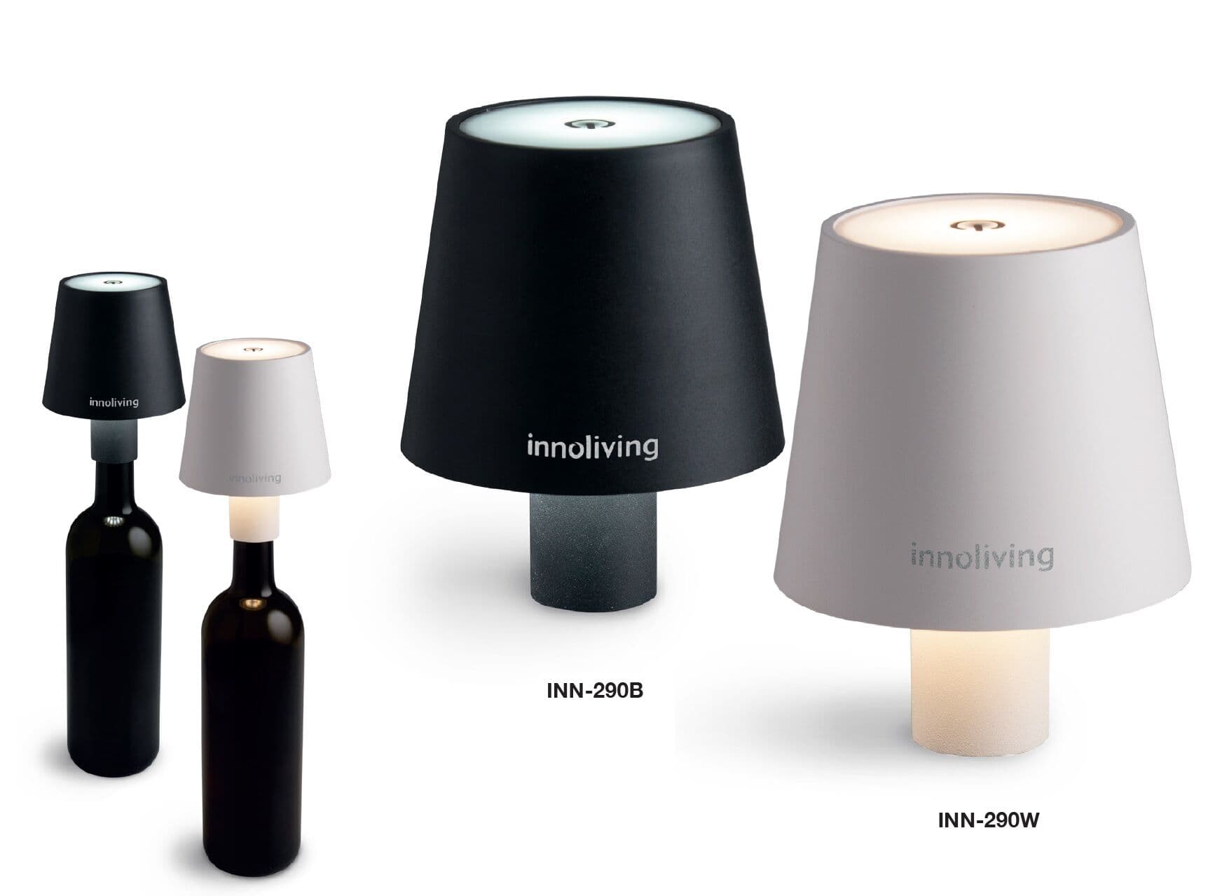 INNOLIVING Сензорна LED лампа за бутилка с акумулаторна батерия – бяла