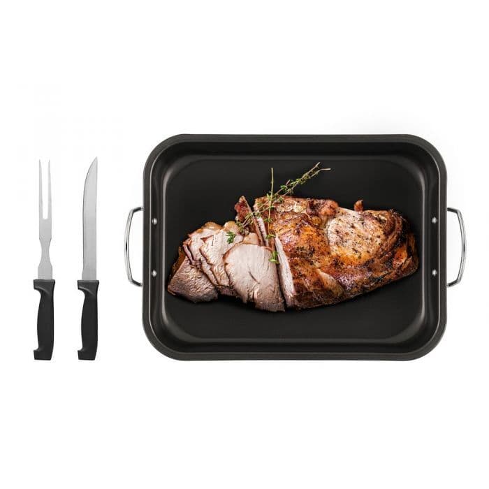 MAKU Комплект тава за печене 43 х 29 см. + нож и вилица за сервиране