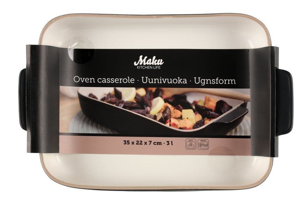 MAKU Керамична тава – черна 3 л, 35 х 22 см.