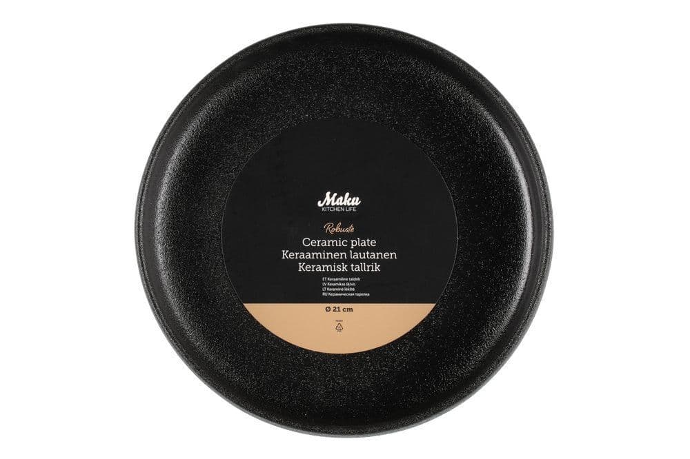 MAKU Основна чиния Robuste Ø 21 см. – черен мат с повърхност стил чугун
