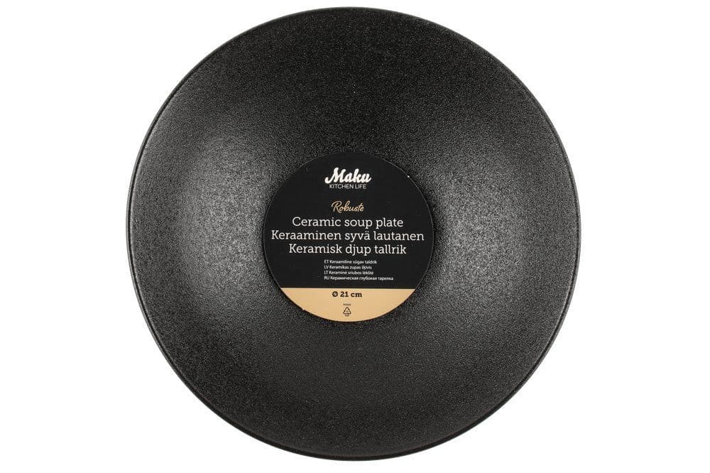 MAKU Дълбока чиния Robuste Ø 21 см. – черен мат с повърхност стил чугун