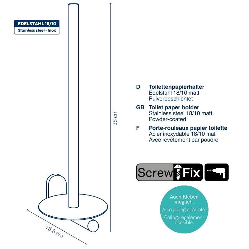 KELA Стойка за тоалетна хартия за стенен монтаж “Alessio“ – черна