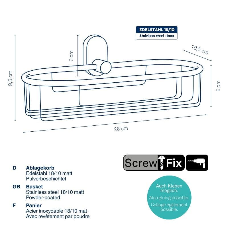 KELA Кошница за аксесоари, за стенен монтаж  “Alessio“ – черна