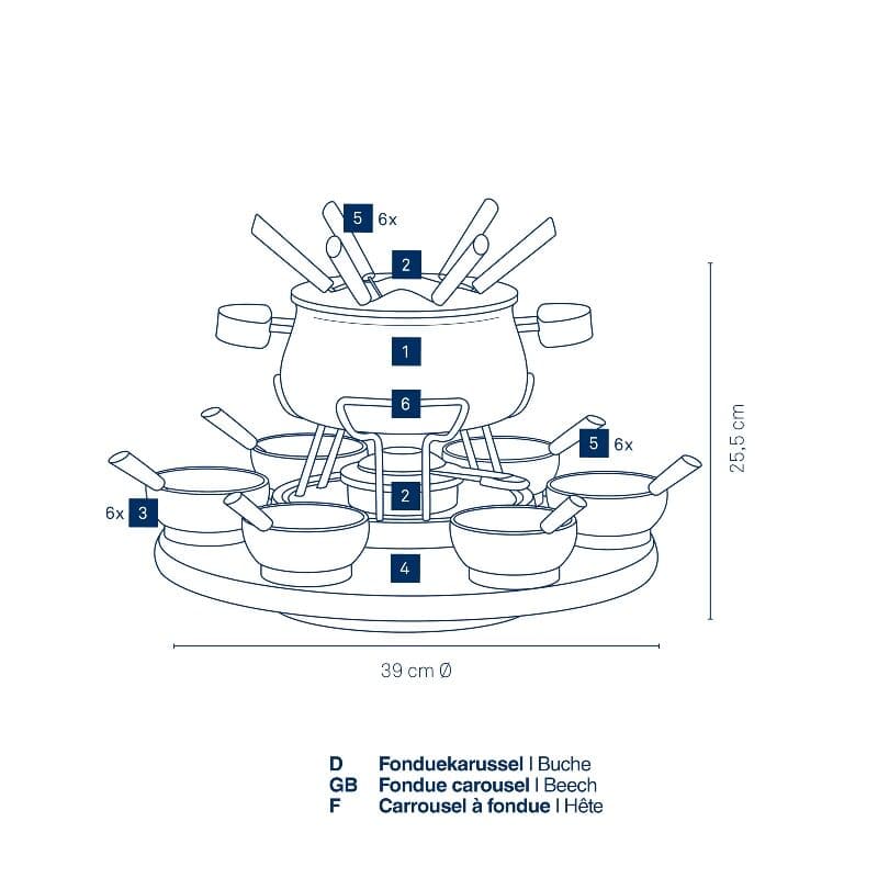 KELA Комплект за фондю “Natura“ с въртяща се основа – 23 части