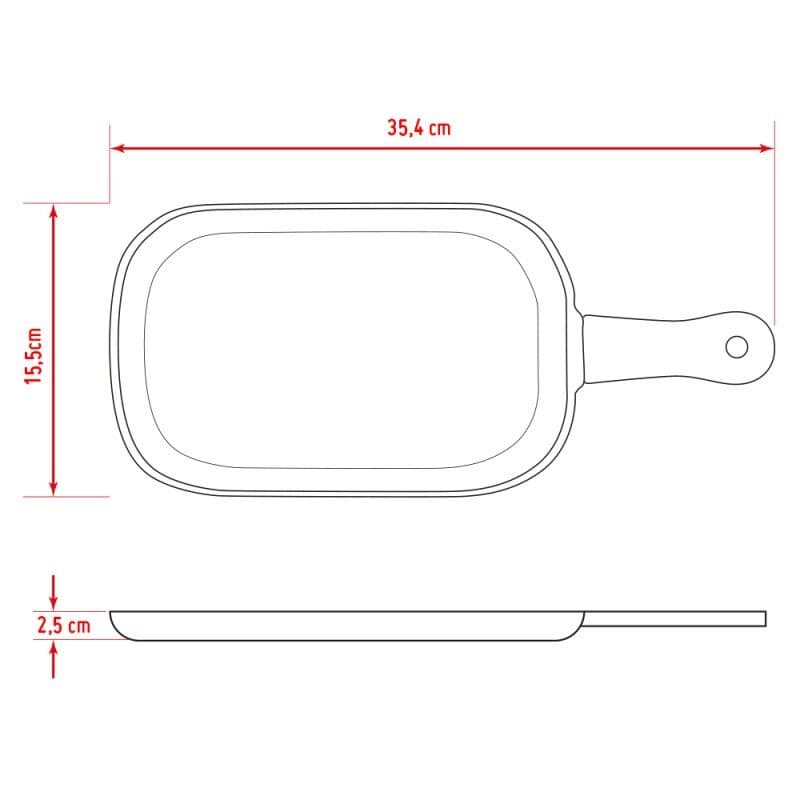 Nerthus Порцеланова дъска за сервиране с бамбукова дръжка