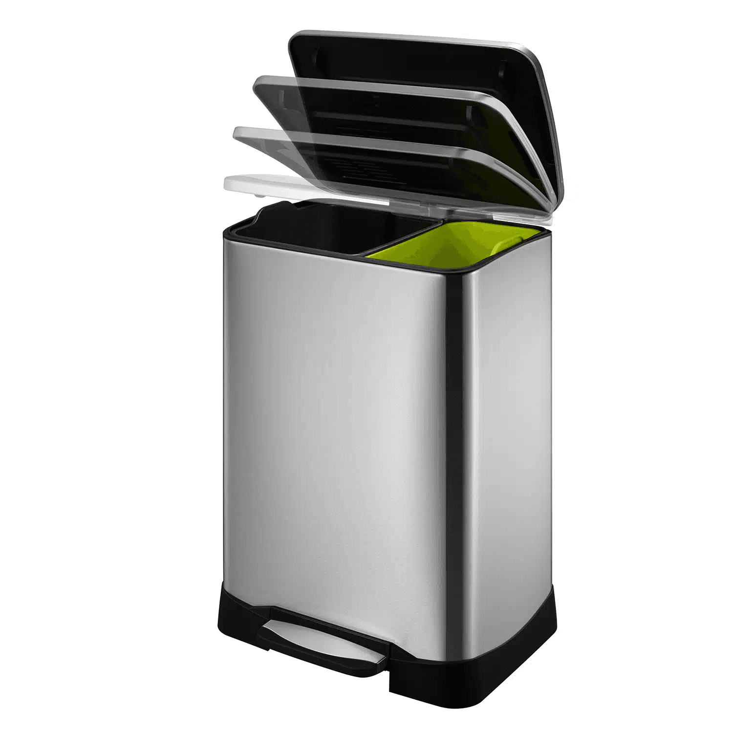 EKO Кош за разделно събиране на отпадъци с педал “NEO-CUBE“ – матиран – 28 л. + 18 л.