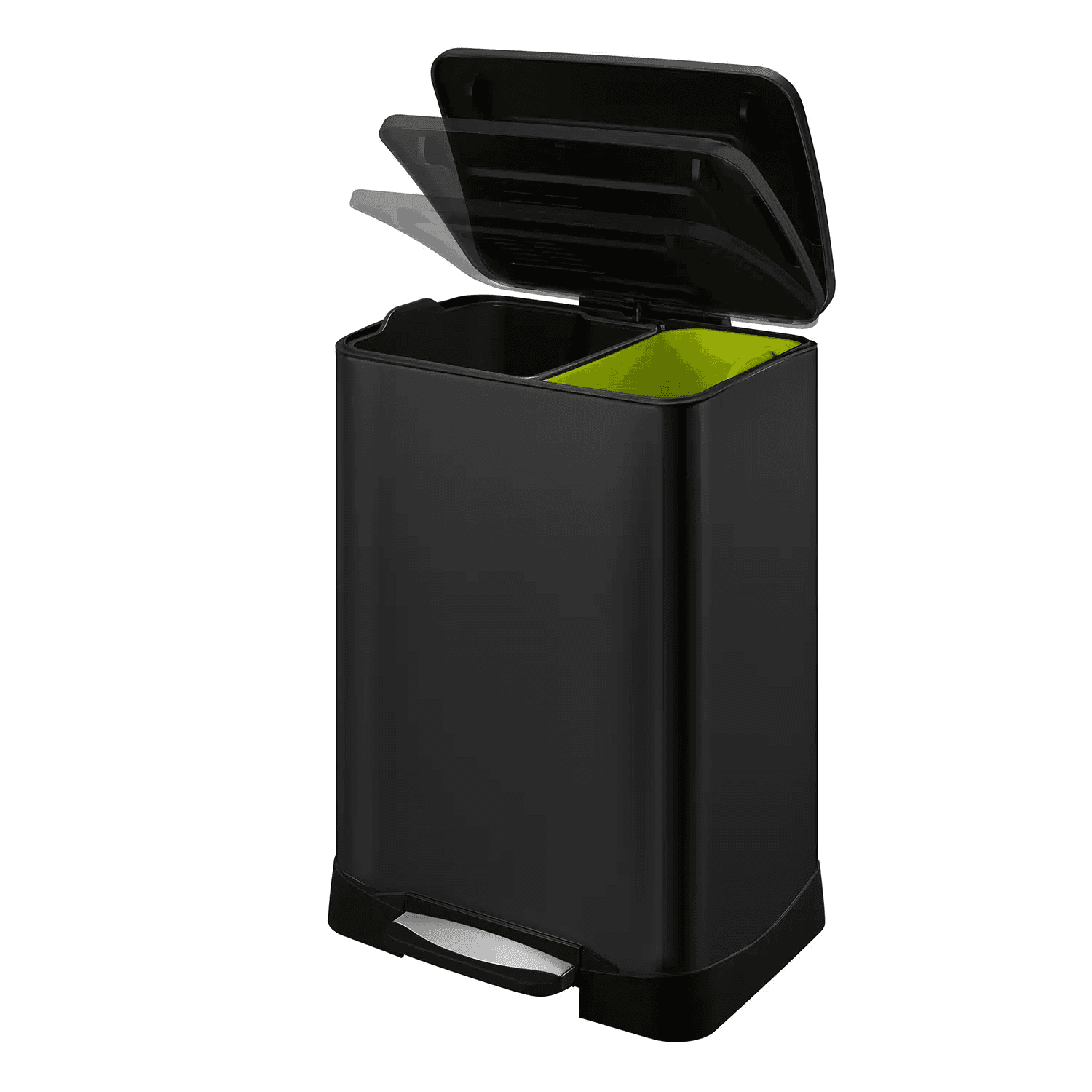 EKO Кош за разделно събиране на отпадъци с педал “NEO-CUBE“ – черен – 28 л. + 18 л.