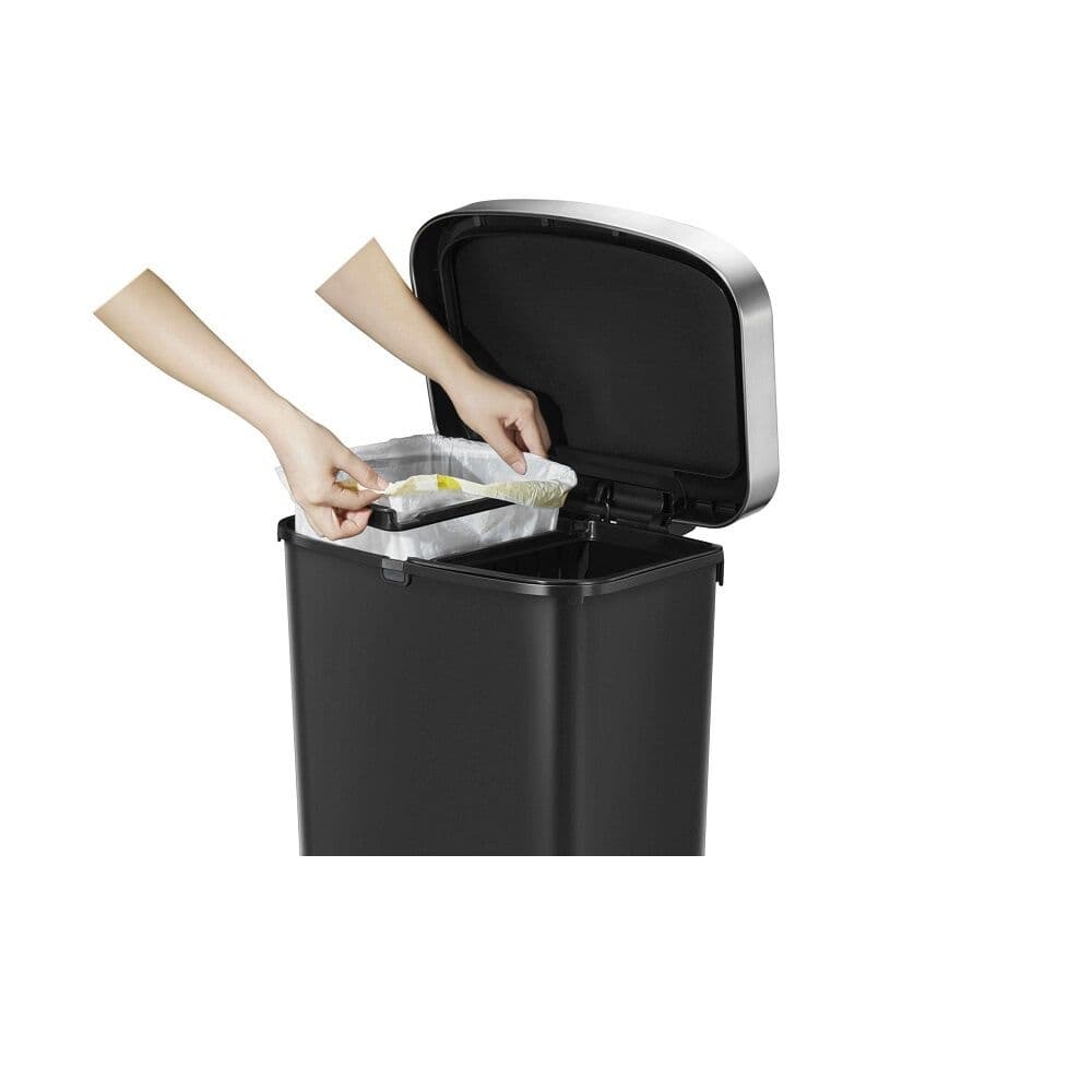 EKO Кош за разделно събиране на отпадъци с педал и вградени колелца “HANA“ – черен – 2 x 25 л.