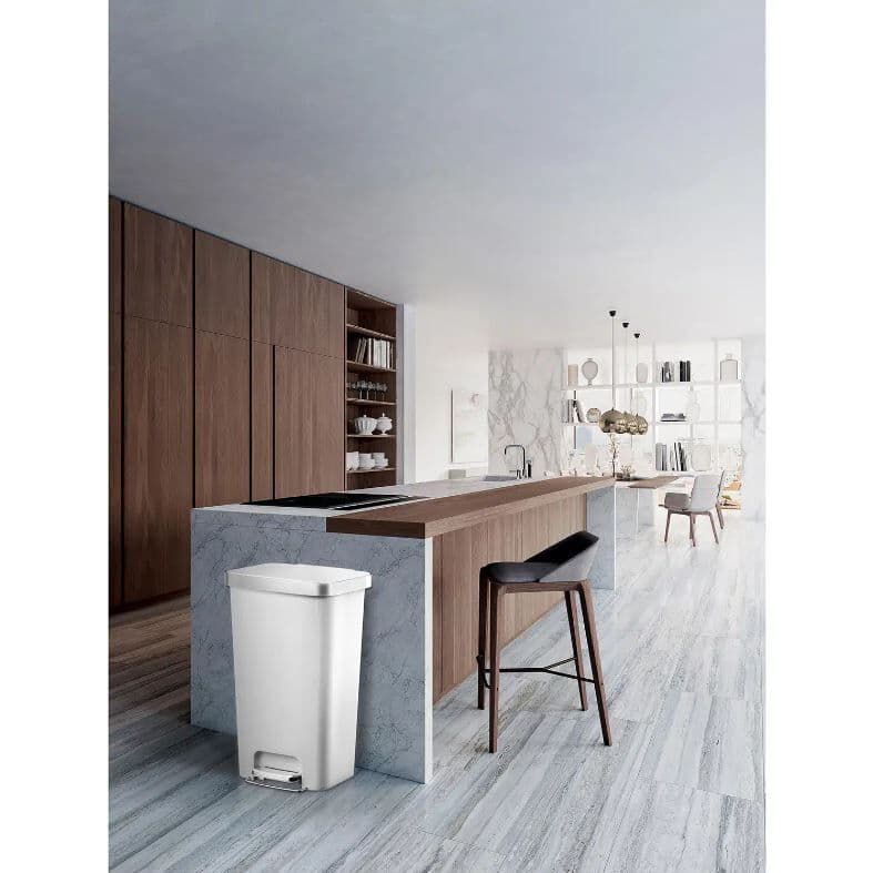 EKO Кош за разделно събиране на отпадъци с педал и вградени колелца “HANA“ – бял – 2 x 25 л.