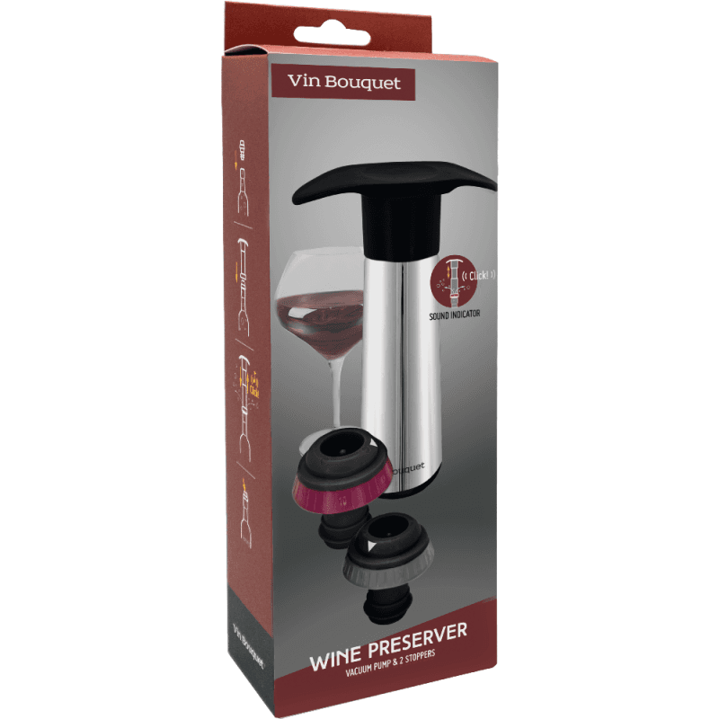 Vin Bouquet Ръчна вакуум помпа с 2 бр. тапи – инокс