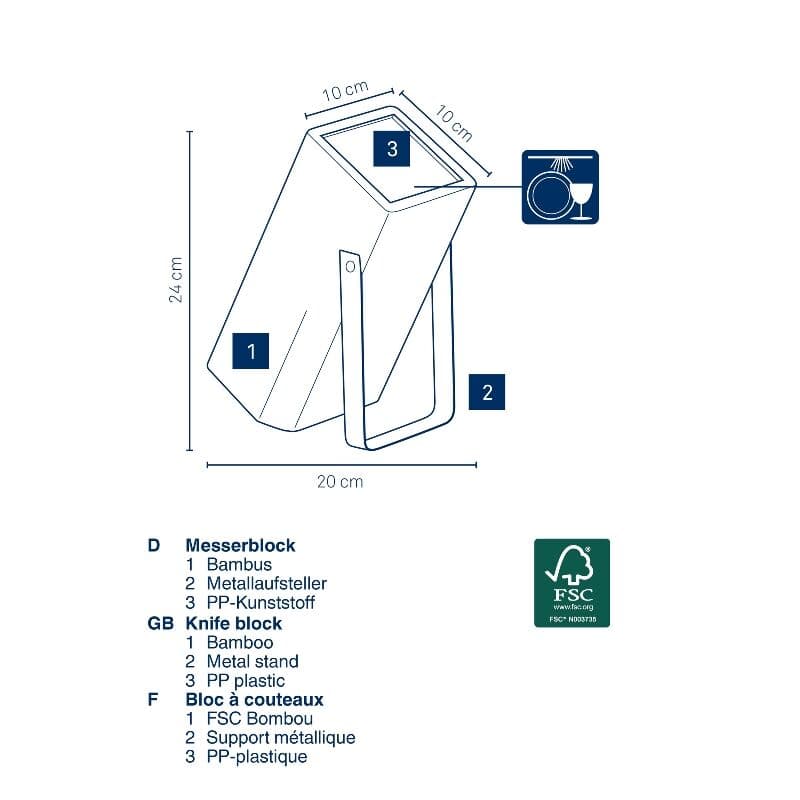 KELA Бамбуков блок за ножове “Kiril“