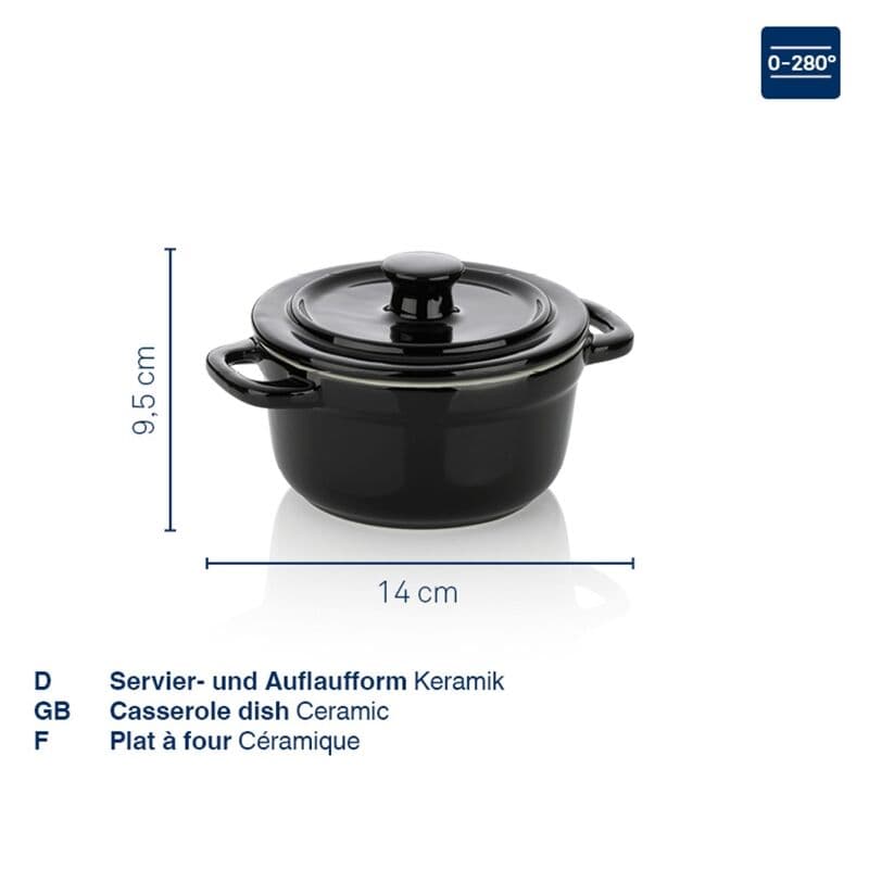 KELA Керамичнo гювече с капак “Malin“ – Ø 14 см. – черно