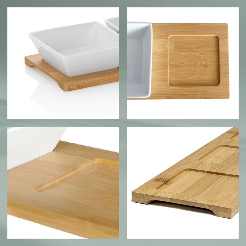 KELA Комплект 3 бр. бели квадратни порцеланови купички със стойка “Philipa“