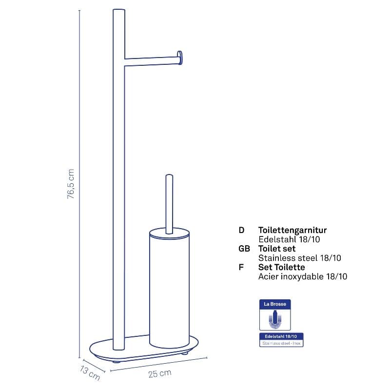 KELA К-т стойка за тоалетна хартия и четка за тоалетна “Lucido“ – неръждаема стомана