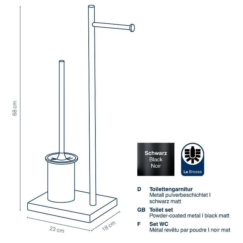 KELA К-т стойка за тоалетна хартия и четка за тоалетна “Devin“ – черна