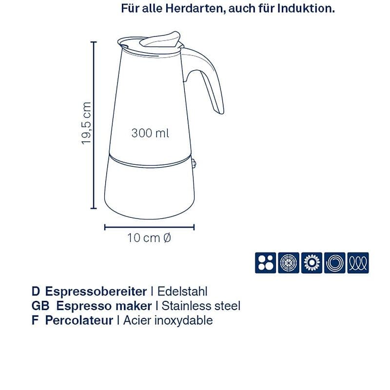 KELA Стоманена кафеварка “Ferrara“ за 6 кафета