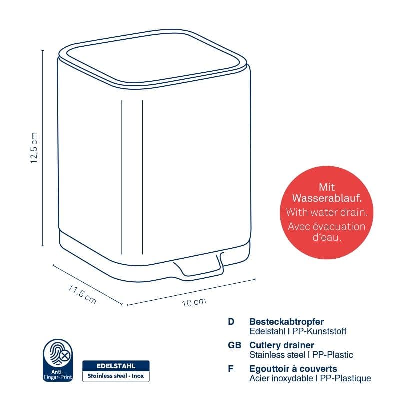 KELA Стоманен органайзер за прибори “Plata“ – нисък