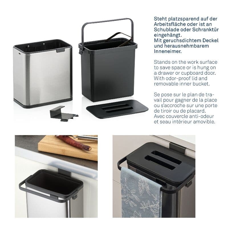 KELA Кош за органични отпадъци “Plata“ стомана – 2,1 л.